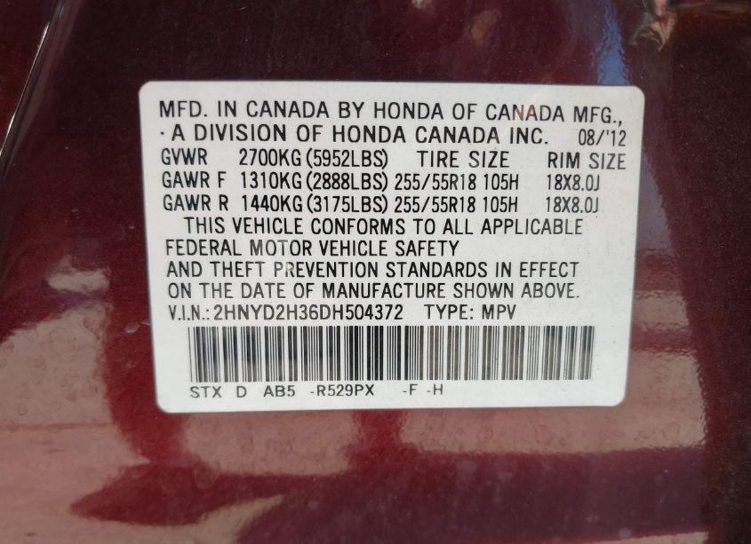 Photo 9 of 2013 Acura Mdx TECHNOLOGY PACKAGE (VIN 2HNYD2H36DH504372)