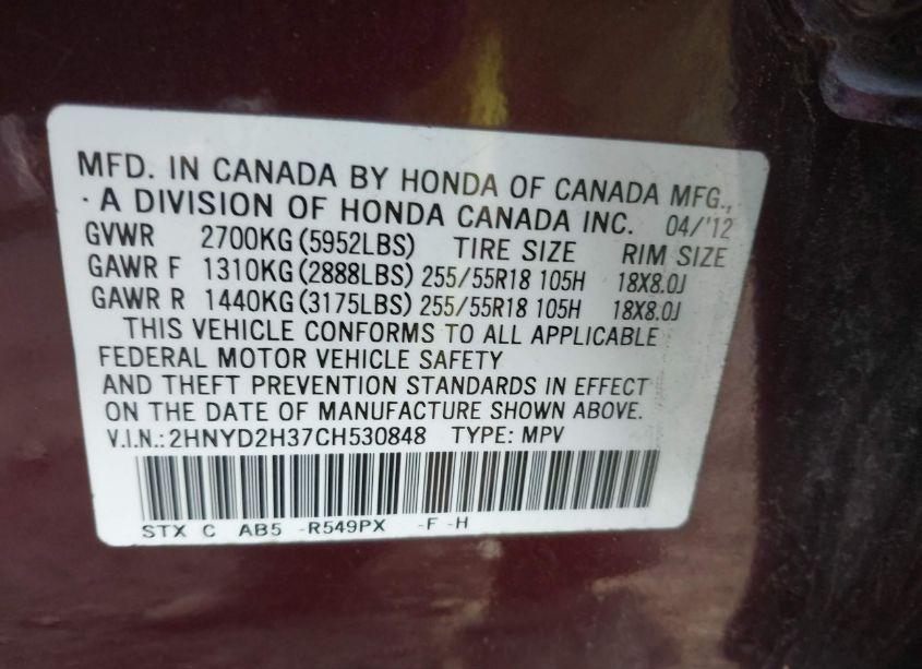 Photo 9 of 2012 Acura Mdx TECHNOLOGY PACKAGE (VIN 2HNYD2H37CH530848)