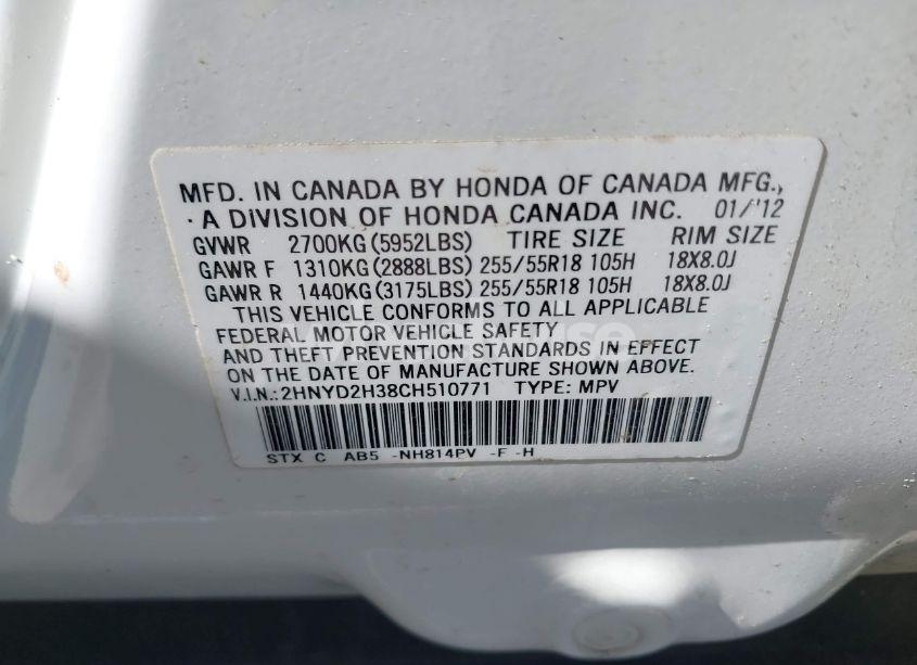 Photo 9 of 2012 Acura Mdx TECHNOLOGY PACKAGE (VIN 2HNYD2H38CH510771)
