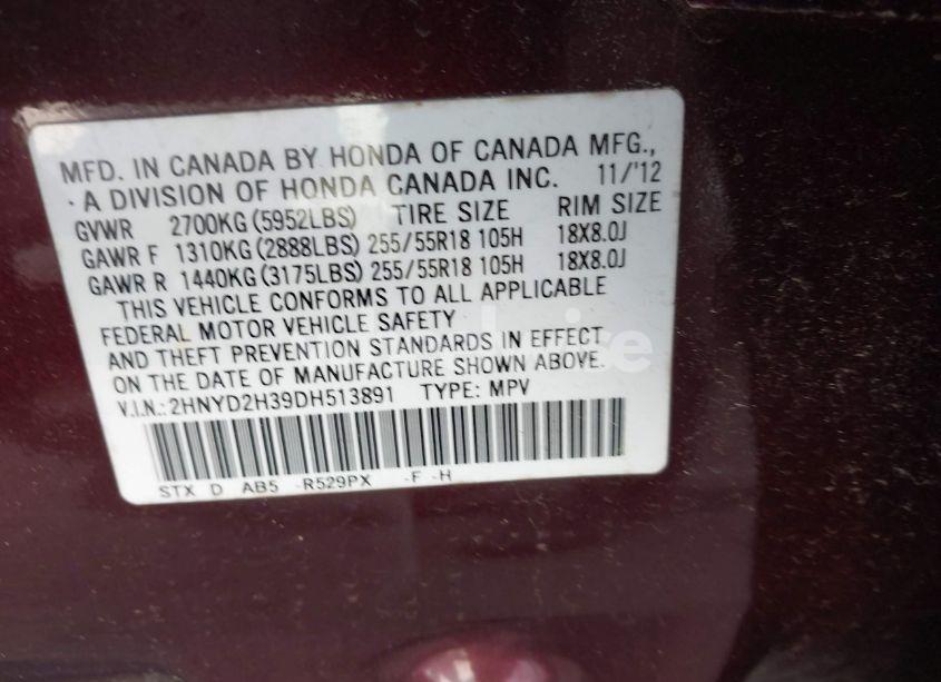 Photo 9 of 2013 Acura Mdx TECHNOLOGY PACKAGE (VIN 2HNYD2H39DH513891)