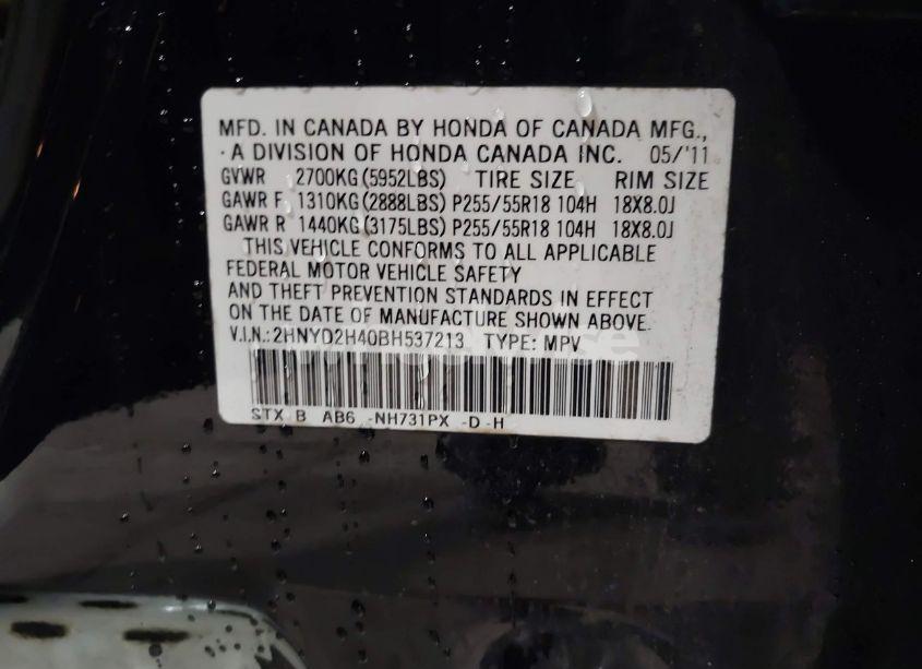 Photo 9 of 2011 Acura Mdx TECHNOLOGY PACKAGE (VIN 2HNYD2H40BH537213)