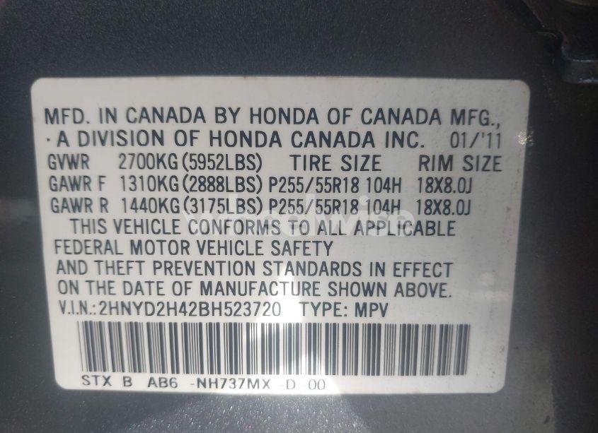 Photo 9 of 2011 Acura Mdx TECHNOLOGY PACKAGE (VIN 2HNYD2H42BH523720)