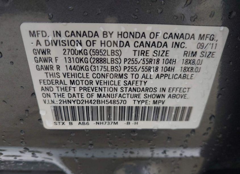 Photo 9 of 2011 Acura Mdx TECHNOLOGY PACKAGE (VIN 2HNYD2H42BH548570)