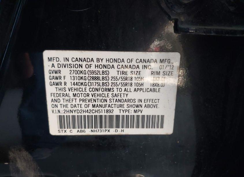 Photo 9 of 2012 Acura Mdx TECHNOLOGY PACKAGE (VIN 2HNYD2H42CH511892)