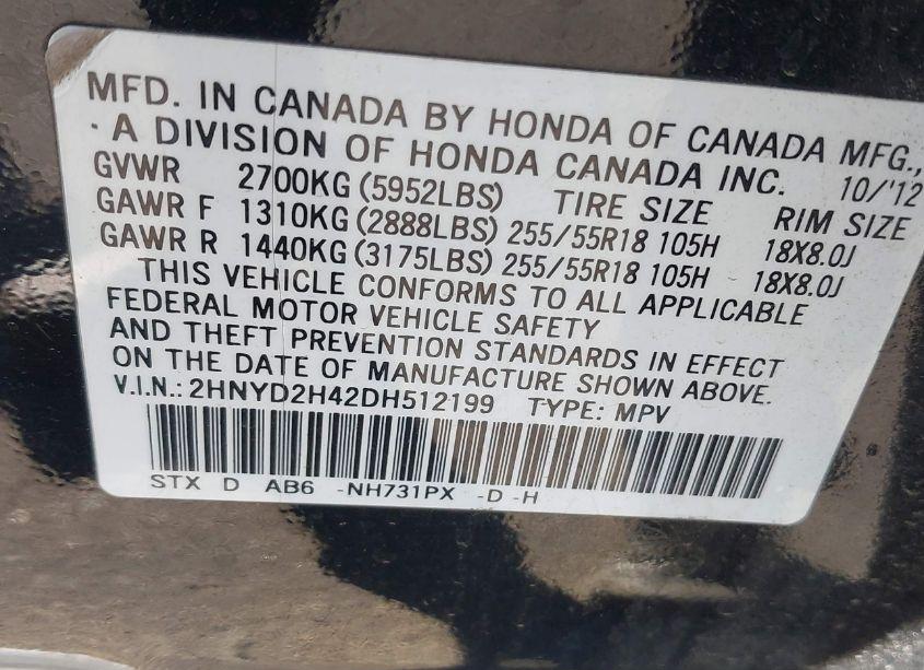 Photo 9 of 2013 Acura Mdx TECHNOLOGY PACKAGE (VIN 2HNYD2H42DH512199)