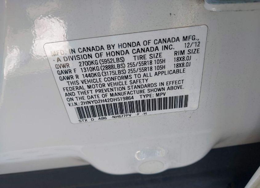 Photo 9 of 2013 Acura Mdx TECHNOLOGY PACKAGE (VIN 2HNYD2H42DH519864)