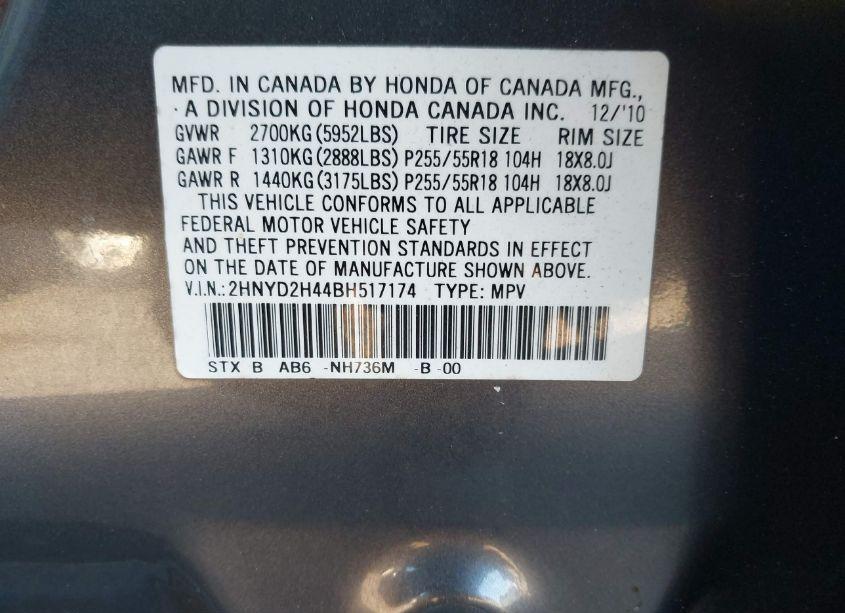 Photo 9 of 2011 Acura Mdx TECHNOLOGY PACKAGE (VIN 2HNYD2H44BH517174)