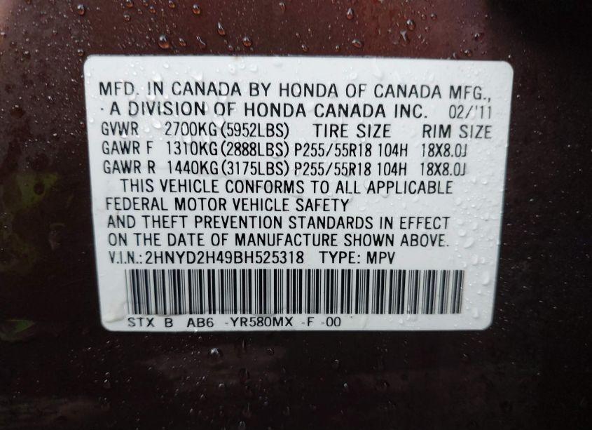 Photo 9 of 2011 Acura Mdx TECHNOLOGY PACKAGE (VIN 2HNYD2H49BH525318)