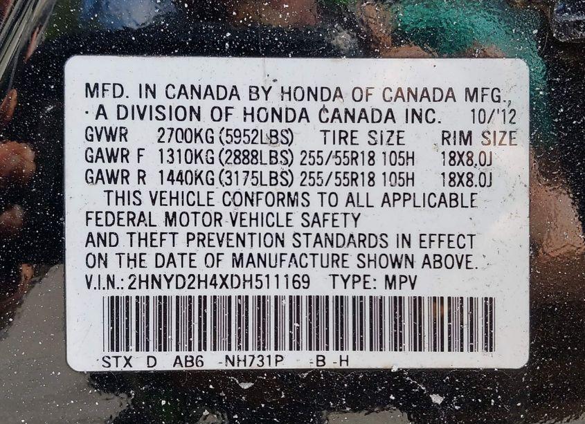 Photo 9 of 2013 Acura Mdx TECHNOLOGY PACKAGE (VIN 2HNYD2H4XDH511169)