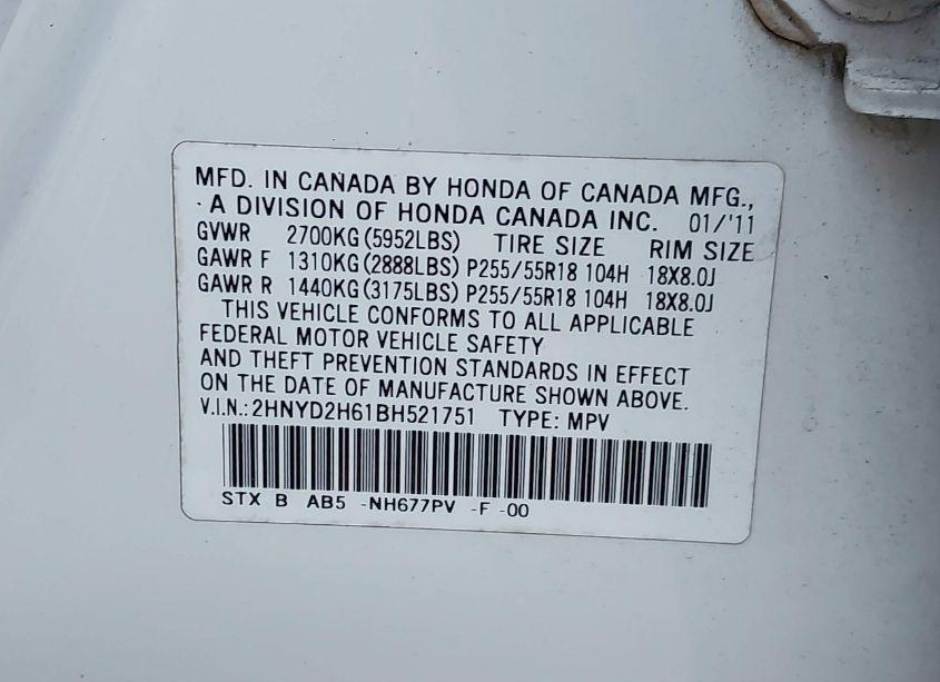 Photo 9 of 2011 Acura Mdx TECHNOLOGY PACKAGE (VIN 2HNYD2H61BH521751)