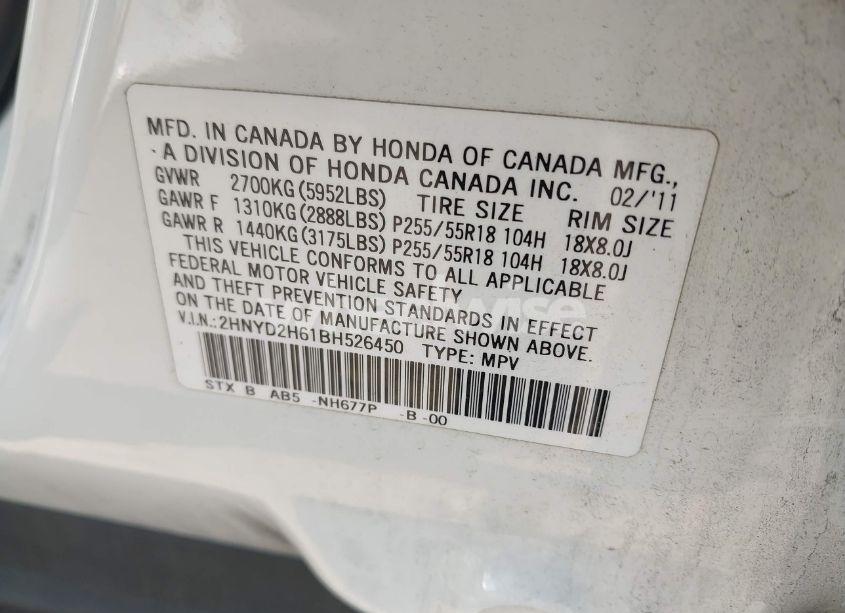 Photo 9 of 2011 Acura Mdx TECHNOLOGY PACKAGE (VIN 2HNYD2H61BH526450)