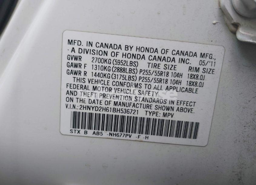 Photo 9 of 2011 Acura Mdx TECHNOLOGY PACKAGE (VIN 2HNYD2H61BH536721)