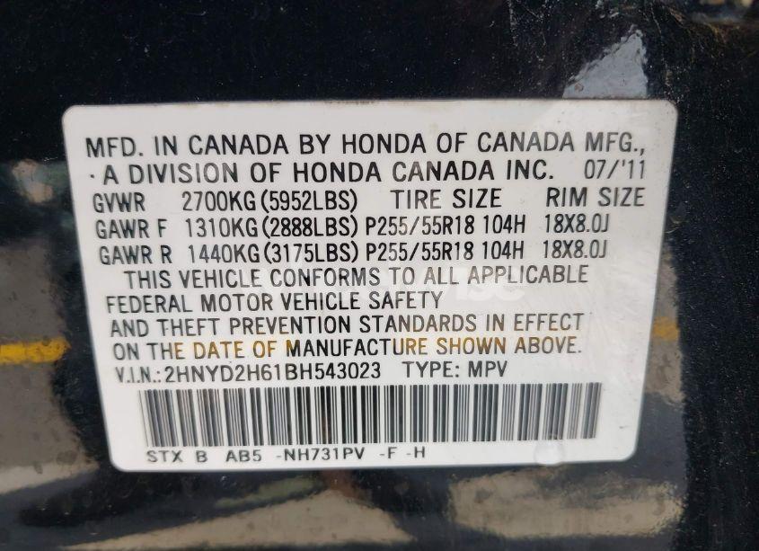 Photo 9 of 2011 Acura Mdx TECHNOLOGY PACKAGE (VIN 2HNYD2H61BH543023)