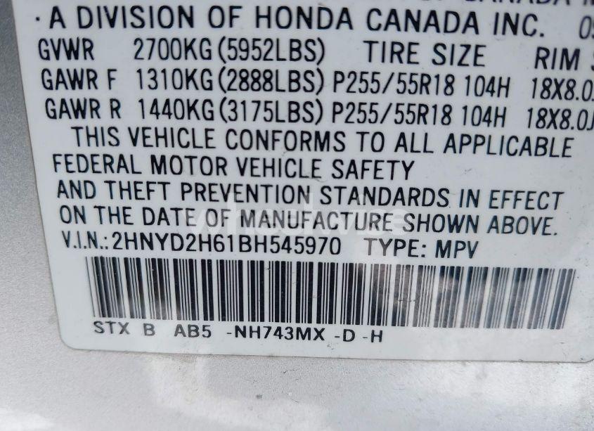 Photo 9 of 2011 Acura Mdx TECHNOLOGY PACKAGE (VIN 2HNYD2H61BH545970)