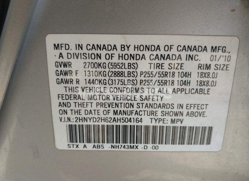 Photo 9 of 2010 Acura Mdx TECHNOLOGY PACKAGE (VIN 2HNYD2H62AH504164)
