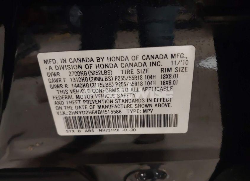 Photo 9 of 2011 Acura Mdx TECHNOLOGY PACKAGE (VIN 2HNYD2H64BH515586)