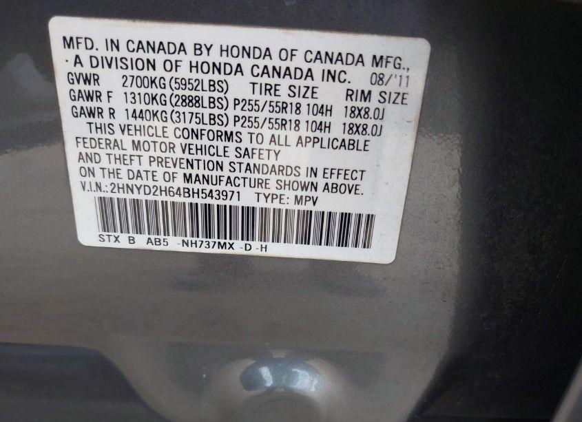 Photo 9 of 2011 Acura Mdx TECHNOLOGY PACKAGE (VIN 2HNYD2H64BH543971)