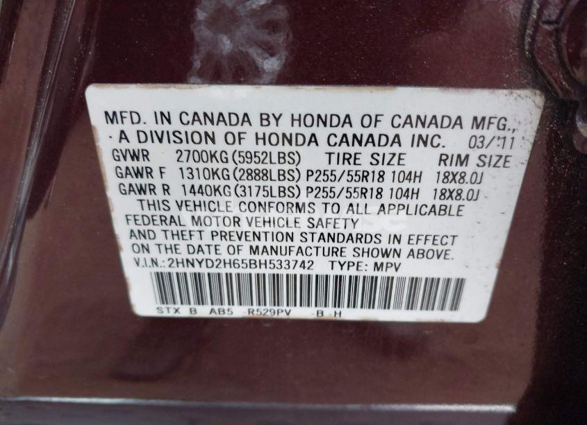 Photo 9 of 2011 Acura Mdx TECHNOLOGY PACKAGE (VIN 2HNYD2H65BH533742)