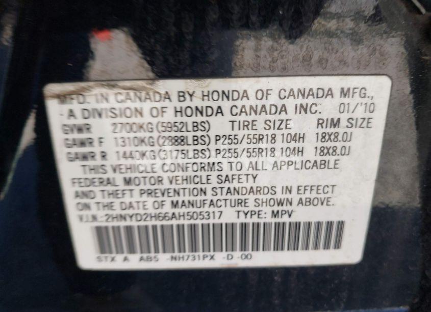 Photo 9 of 2010 Acura Mdx TECHNOLOGY PACKAGE (VIN 2HNYD2H66AH505317)