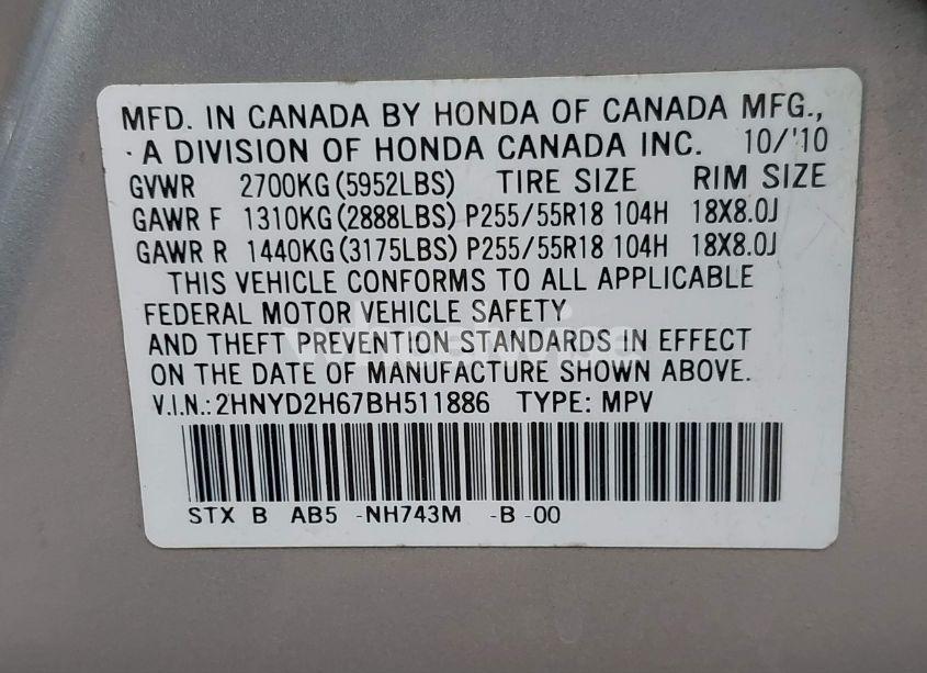 Photo 9 of 2011 Acura Mdx TECHNOLOGY PACKAGE (VIN 2HNYD2H67BH511886)