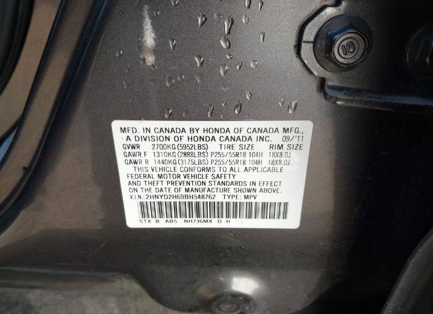 Photo 9 of 2011 Acura Mdx TECHNOLOGY PACKAGE (VIN 2HNYD2H69BH548762)