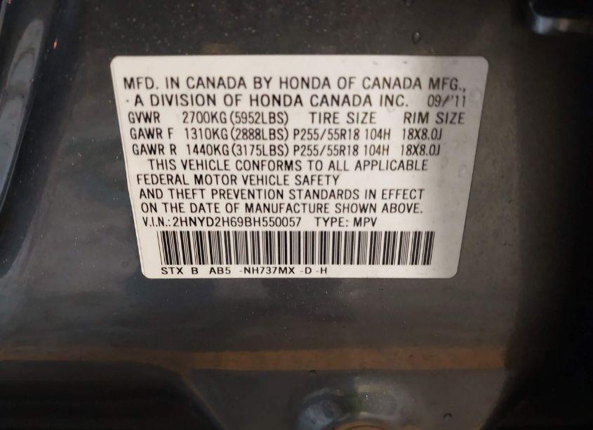 Photo 9 of 2011 Acura Mdx TECHNOLOGY PACKAGE (VIN 2HNYD2H69BH550057)