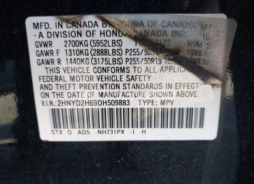 Photo 9 of 2013 Acura Mdx ADVANCE PACKAGE (VIN 2HNYD2H69DH509883)