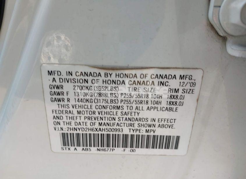 Photo 9 of 2010 Acura Mdx TECHNOLOGY PACKAGE (VIN 2HNYD2H6XAH500993)