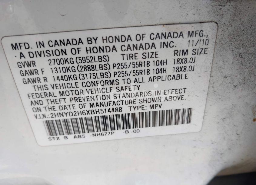 Photo 9 of 2011 Acura Mdx TECHNOLOGY PACKAGE (VIN 2HNYD2H6XBH514488)
