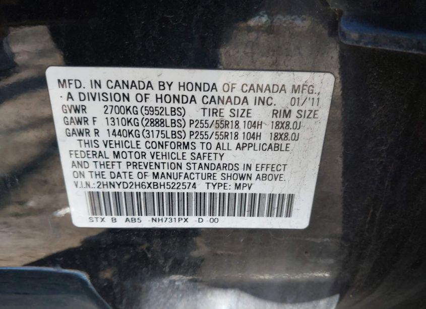 Photo 9 of 2011 Acura Mdx TECHNOLOGY PACKAGE (VIN 2HNYD2H6XBH522574)