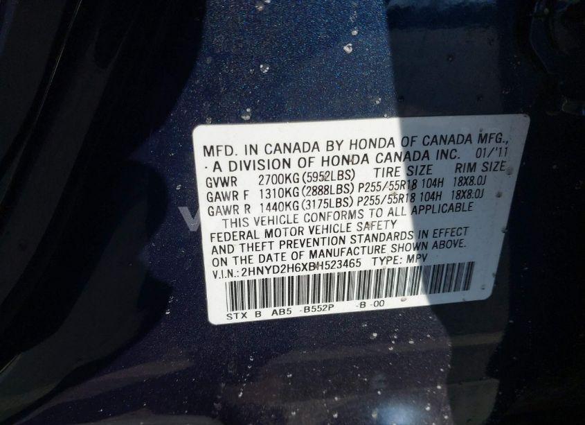 Photo 9 of 2011 Acura Mdx TECHNOLOGY PACKAGE (VIN 2HNYD2H6XBH523465)