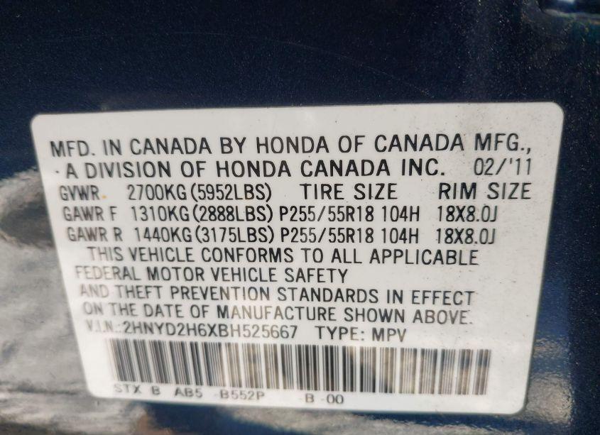 Photo 9 of 2011 Acura Mdx TECHNOLOGY PACKAGE (VIN 2HNYD2H6XBH525667)