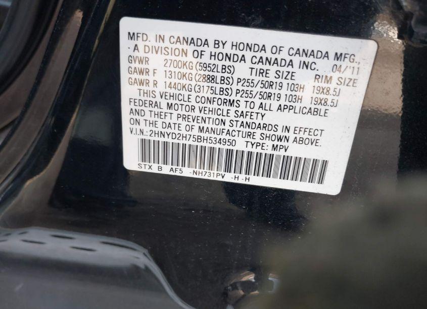 Photo 9 of 2011 Acura Mdx ADVANCE PACKAGE (VIN 2HNYD2H75BH534950)