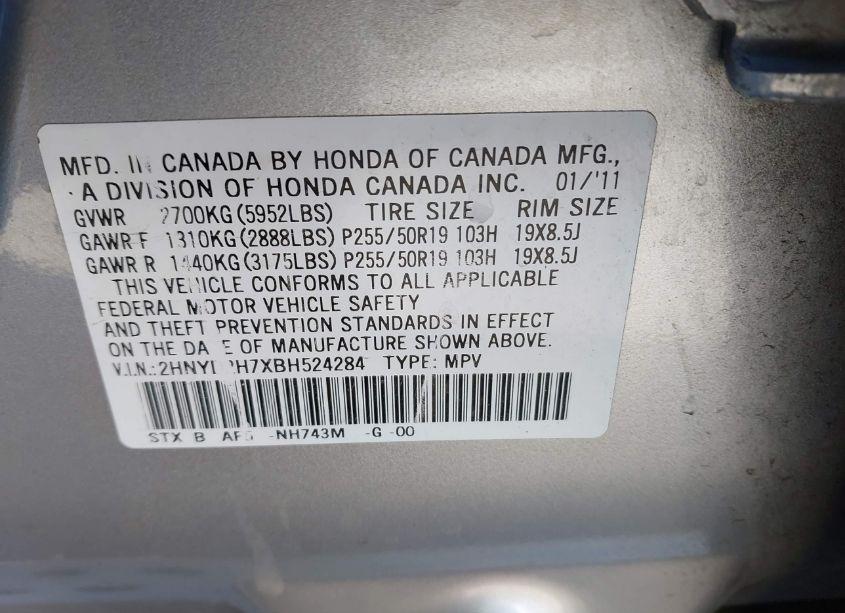 Photo 9 of 2011 Acura Mdx ADVANCE PACKAGE (VIN 2HNYD2H7XBH524284)