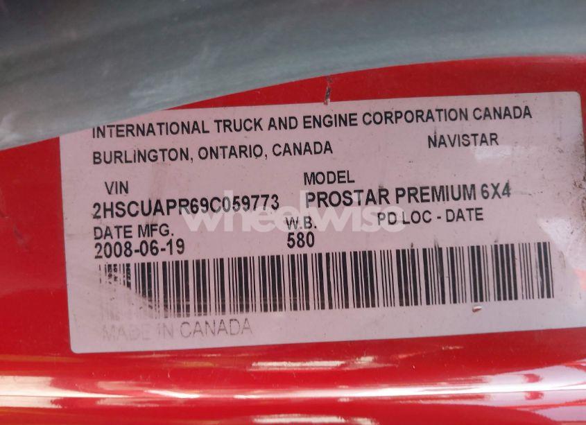 Photo 8 of 2009 International Prostar PREMIUM (VIN 2HSCUAPR69C059773)