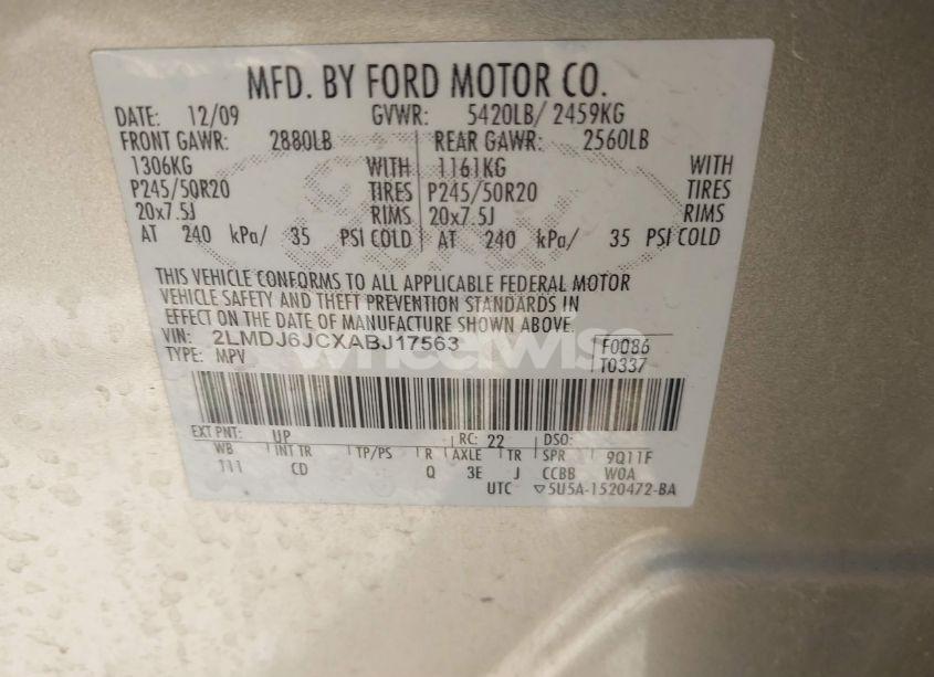 Photo 9 of 2010 Lincoln Mkx (VIN 2LMDJ6JCXABJ17563)