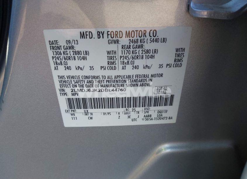 Photo 9 of 2013 Lincoln Mkx (VIN 2LMDJ6JK2DBL44760)