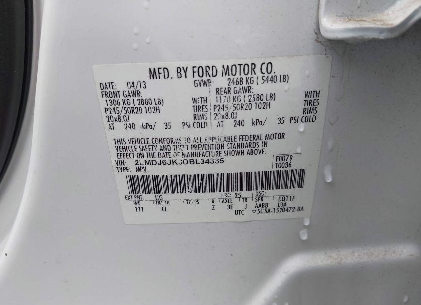 Photo 9 of 2013 Lincoln Mkx (VIN 2LMDJ6JK3DBL34335)