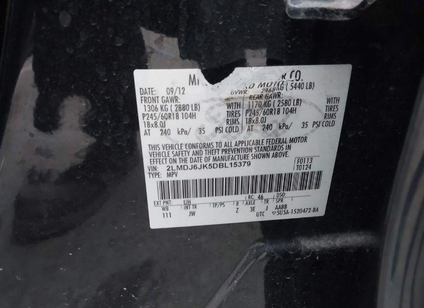 Photo 9 of 2013 Lincoln Mkx (VIN 2LMDJ6JK5DBL15379)