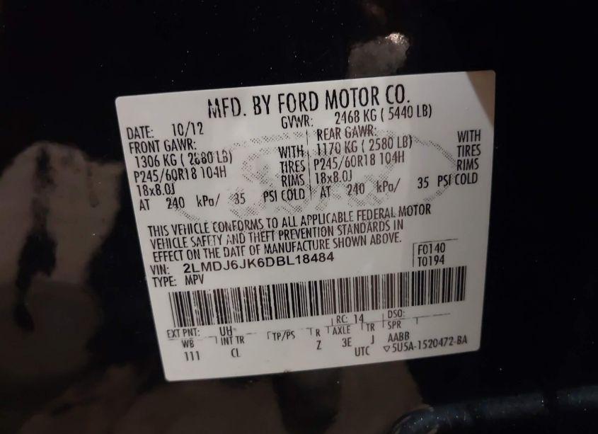 Photo 9 of 2013 Lincoln Mkx (VIN 2LMDJ6JK6DBL18484)