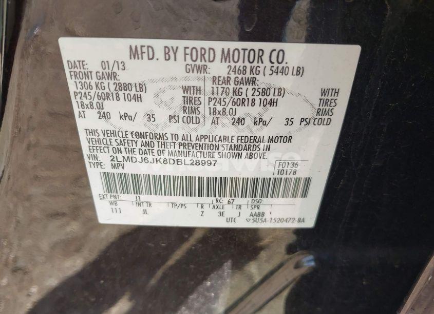 Photo 9 of 2013 Lincoln Mkx (VIN 2LMDJ6JK8DBL28997)