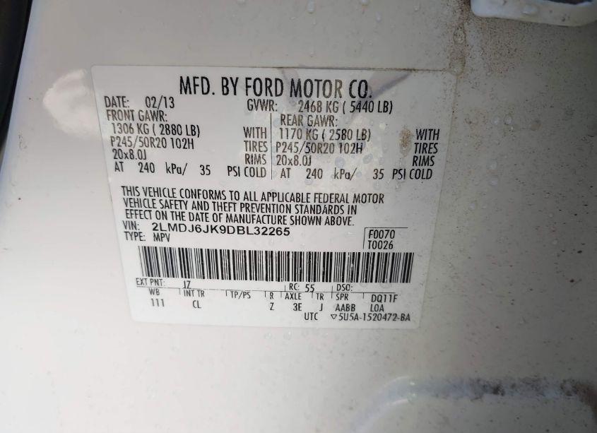 Photo 9 of 2013 Lincoln Mkx (VIN 2LMDJ6JK9DBL32265)