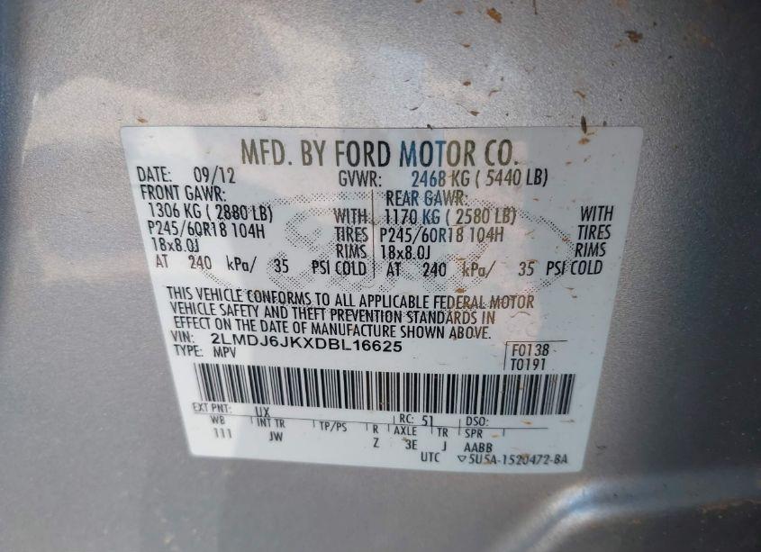 Photo 9 of 2013 Lincoln Mkx (VIN 2LMDJ6JKXDBL16625)