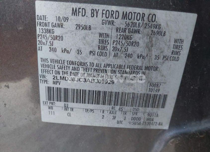 Photo 9 of 2010 Lincoln Mkx (VIN 2LMDJ8JC3ABJ09929)