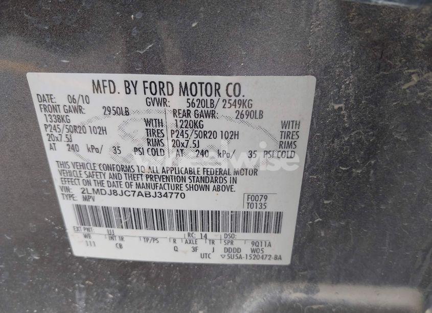 Photo 9 of 2010 Lincoln Mkx (VIN 2LMDJ8JC7ABJ34770)