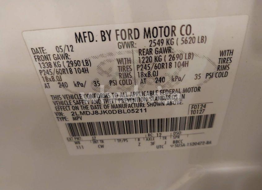 Photo 9 of 2013 Lincoln Mkx (VIN 2LMDJ8JK0DBL05211)