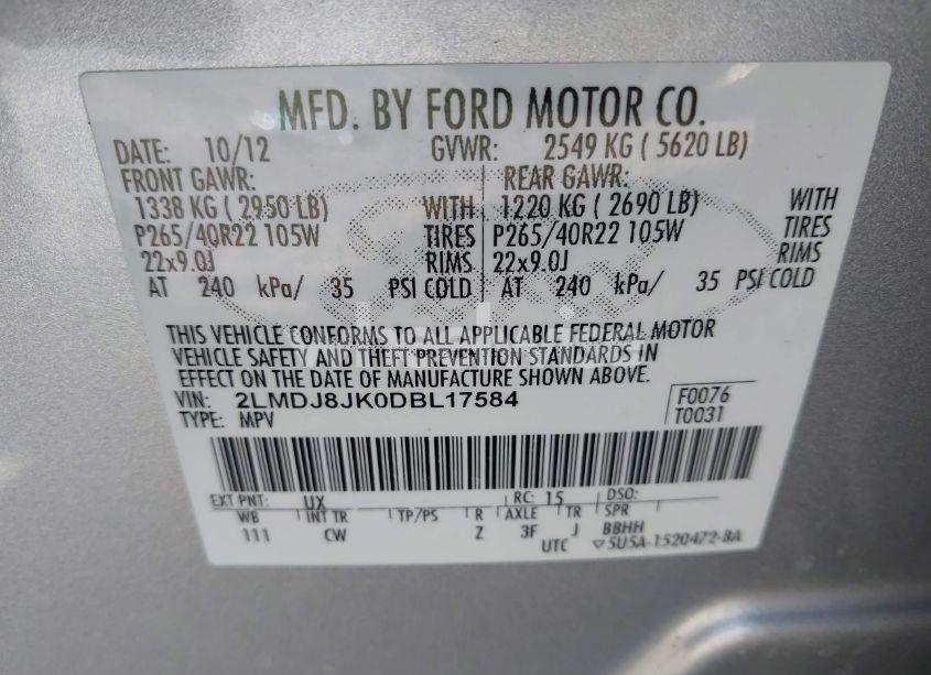 Photo 9 of 2013 Lincoln Mkx (VIN 2LMDJ8JK0DBL17584)