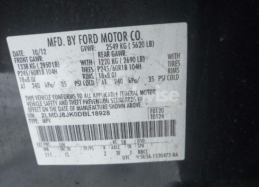 Photo 9 of 2013 Lincoln Mkx (VIN 2LMDJ8JK0DBL18928)