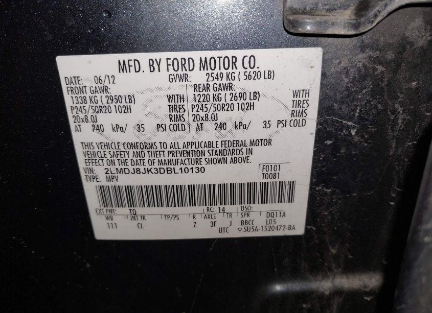 Photo 9 of 2013 Lincoln Mkx (VIN 2LMDJ8JK3DBL10130)