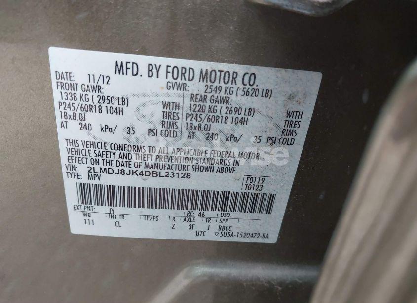 Photo 9 of 2013 Lincoln Mkx (VIN 2LMDJ8JK4DBL23128)